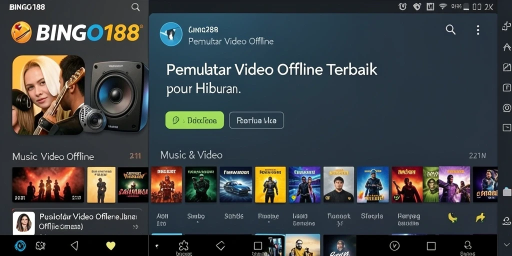 Antarmuka utama aplikasi BINGO188 untuk Pemutar Video Offline.