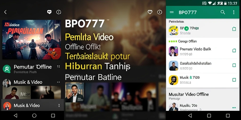 Antarmuka pengguna BPO777 yang memudahkan pemutaran video offline.