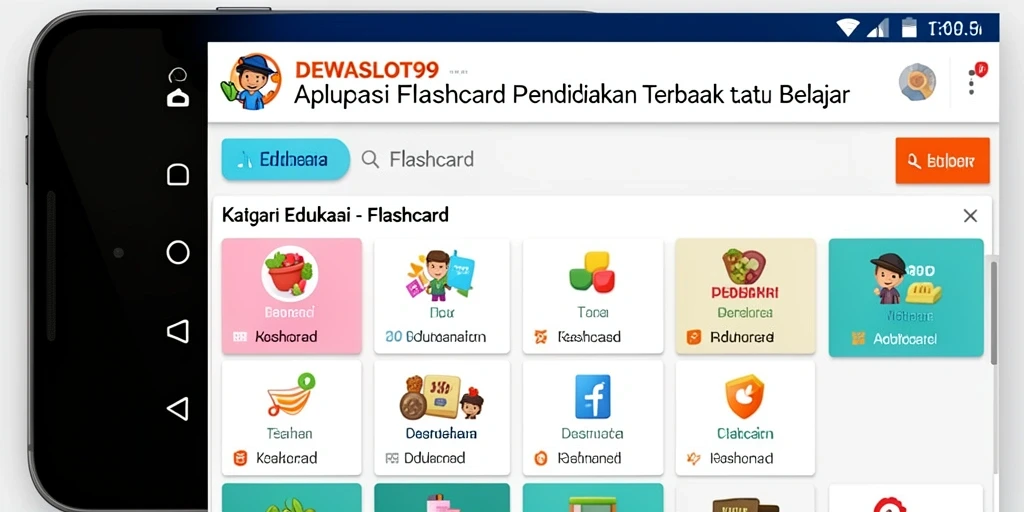 Antarmuka aplikasi DEWASLOT99 dengan fitur flashcard yang menarik.