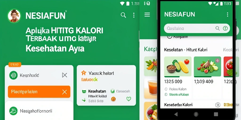 Screenshot antarmuka NESIAFUN menampilkan fitur hitung kalori yang intuitif.