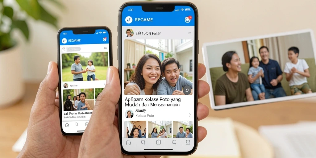 Screenshot RPGAME menampilkan antarmuka kolase foto yang menarik dan fungsional.