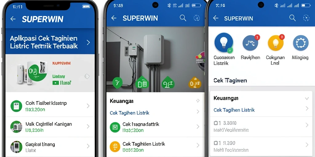 Antarmuka aplikasih SUPERWIN untuk cek tagihan listrik.